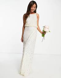 Brautkleider spitze a line v neck ärmellose elegant hochzeitskleid damen lang spitze illusion back brautkleider brautmode rückenfrei weiß vintage brautkleid abendkleider. Maya Hochzeit Maxi Hochzeitskleid Mit Tiefem Ruckenausschnitt Mit Vollflachigem 3d Paillettenbesatz In Ecru Asos