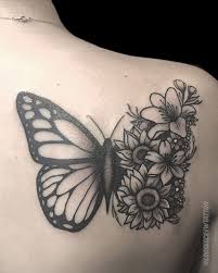 It is not uncommon to see butterfly tattoos with flower designs, and tribal butterfly tattoo. Half Butterfly Flowers Butterfly Tattoos For Women Sunflower Tattoos Butterfly With Flowers Tattoo