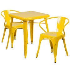 23 75sq Yellow Metal Table Set Ch 31330 2 70 Yl Gg Modern Dining Table Set Outdoor Table Settings Outdoor Dining Set