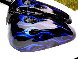 Black And Red Motorcycle Paint Jobs Black With Blue Ghost Flames Motorcycle Painting Motorcycle Paint Jobs Custom Paint Motorcycle