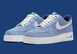 The air force 1 was created by designer bruce kilgore and was the first basketball shoe to use the nike air technology. Nike Air Force 1 Low Suede Blue Dh0265 400 Sneakernews Com