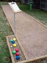 Courts must be constructed on a level area and require three layers of material — usually a combination of rocks and a top coat made of crushed oyster shells, tennis court clay, sand, crushed stone or turf. Build An Outdoor Bocce Court Hgtv