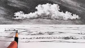 How To Draw A Cloud And The Sea Ocean Drawing Landscape Drawings Sea Drawing