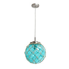 See more ideas about nc beaches, beach house, rope pendant light. Buoy Netted Brushed Nickel Coastal Ocean Sea Glass Pendant With Natural Rope Aqua