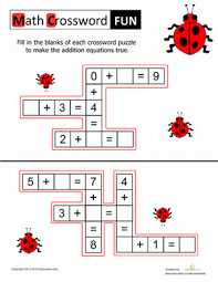 Worksheets » kindergarten and grade 1. Math Crosswords Worksheet Education Com Math For Kids Kids Math Worksheets Worksheets For Kids