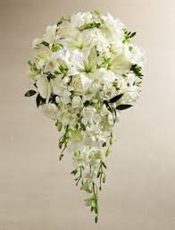 Blue, red, pink, white (january to may and august to december); New City Florist Cascading Rose Orchid Bridal Bouquet
