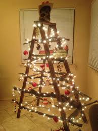 Christmas Tree O Christmas Tree I Used A Wooden Ladder A Few Branches And My Normal Lights Different Christmas Trees Shabby Christmas Ladder Christmas Tree
