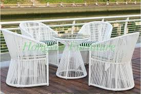 Outdoor Garden High Quality White Rattan Table Chair 4 1 Set Furniture Rattan Table Outdoor Garden Furniture