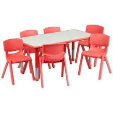 Carnegy Avenue Red 7 Piece Table And Chair Set Cga Yu 20694 Re Hd The Home Depot Flash Furniture Activity Table Kids Table And Chairs