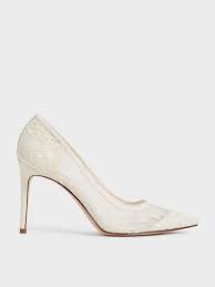 Cream Lace Stiletto Pumps Charles Keith Pt