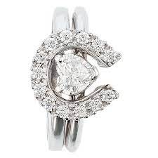 Two Become One Horseshoes And Hearts Equestrian Wedding Set Westernwedding Unique Engagement Rings Western Wedding Rings Shop Engagement Rings