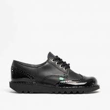 Kickers is a youth brand created in 1970 in france that produces a wide range of footwear and clothing. Kickers Kick Lo Brogue Ladies Patent Leather Shoes Black Shuperb