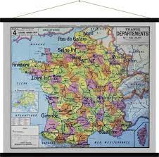 Kaart met een compleet overzicht van alle regio's en departementen in frankrijk. Bol Com Blue Shaker Landkaart Franse Departementen Vintage Retro