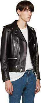 Saint Laurent Black Leather Biker Jacket Black Leather Biker Jacket Biker Jacket Men Saint Laurent Menswear