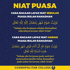 Jom kita ingat balik niat puasa dan info penting bagi mempersiapkan diri menyambut bulan ramadhan. Cosmopolitan College On Twitter Bacaan Niat Puasa Sebulan Dan Niat Harian Selamat Berpuasa Ramadhankareem Bulanpuasa Fasting Ramadan Brunei Daily Blessed Taqwa Monthoframadan Https T Co Evyxq8pysf