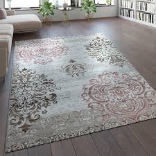 Living room rug with ornaments vintage turquoise grey: Vintage Teppich 3d Effekt Ornamente Pastell Teppich De