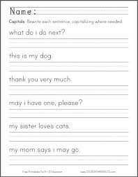 capitalization worksheet free to print pdf file for kindergarten and first grade kindergarten writing writing sentences worksheets sentence writing