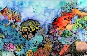 All it takes is a little paint and sponges for students to make beautiful . Coral Reef Paintings