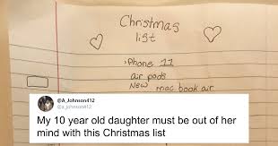 Ideal for daughters of all ages, this prompted journal gives you all of the right tools to open up, spark conversations, and get to know each other a little deeper. People Are Cracking Up After This Dad Shared His 10 Year Old Daughter S Christmas Wish List Bored Panda