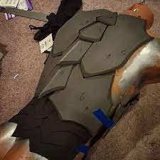 Day 2 Back Of The New Armor Project Materials Are Eva Foam And Craft Foam Cosplay Armor Foam Cosplay Cosplay Diy