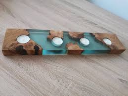 Wooden River Resin Candle Holder Home Art Tea Light Epoxy Rustic Style Gift In 2020 Epoxy Resin Wood Resin Furniture Resin Wall Art
