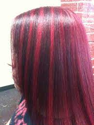 Dark Red Base W Intense Magenta Highlights Burgundy Hair Hair Highlights Hair Beauty
