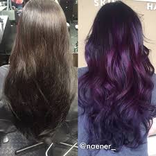 This color can give virgin unbleached hair green tones but for best results we recommend lightening. Deep Purple Manic Panic On Brown Hair