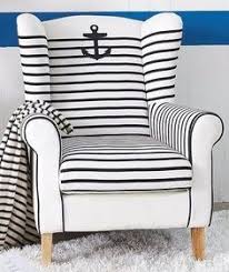 The Shore Life According To M Upholstered Chairs Striped Chair Coastal Decor