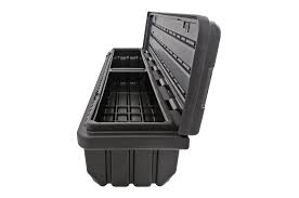 It mounts behind the cab, but it rests on the bed instead of the rails. Dee Zee Poly Plastic Crossover Truck Bed Tool Storage Box Dz6170p Full Size 70 California Car Cover Co