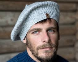 Christmas Gift for Artist, Knitter Merino Beret Hat, Minimalist Mens Beret,  Grey Warm Woolen Beret for Man, Gift for Poet Writer