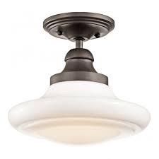 Ceiling light fixtures can easily and cheaply update your existing interior design scheme. Vintage Dual Mount Schoolhouse Pendant In Old Bronze With Opal Glass