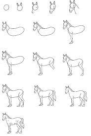 Hulplijnen inzetten bij het natekenen. Stap Voor Stap Een Paard Tekenen Horse Drawings Easy Horse Drawing Easy Drawings