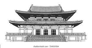 Isolated Drawing Japanese Style Buddhist Temple Stock Vector (Royalty Free)  724519348 | Shutterstock