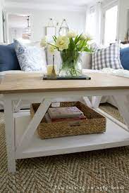We used a wood spacer to keep the lip even on all sides. Diy Modern Farmhouse Square Coffee Table Sincerely Marie Designs Coffee Table Farmhouse Modern Farmhouse Coffee Table Home Decor