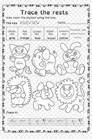 (music) a whole rest is a pause or interval of silence equal in duration to two half rests or one half of a breve rest. Funny Worksheets To Trace Basic Music Symbols For Younger Color By Music Rests Clipart 1527164 Pikpng