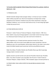 Ketentuan lampiran peraturan menteri pendayagunaan aparatur negara dan reformasi birokrasi nomor 52 tahun 2014 tentang pedoman pembangunan zona integritas menuju wilayah bebas dari korupsi dan wilayah birokrasi bersih dan melayani di lingkungan instansi pemerintah. Tatacara Disiplin Murid Peraturan
