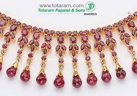 22k Gold Ruby Necklace Drop Earrings Set Gold Necklace Set Gold Jewelry Fashion Ruby Necklace