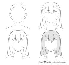 Anime hair most often looks very expressive, so depict an anime haircut using light, but long and expressive lines. How To Draw Anime And Manga Hair Female Animeoutline