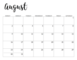 August 2020 Calendar Printable Black And White August 2020 Calendar Free Printable Handletterd Calendar Printables Print Calendar Daily Planner Pages