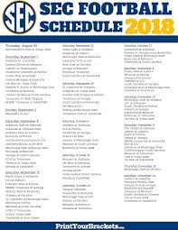 Printable Sec Conference Football Schedule Sec Football Football Conference Alabama Football Schedule