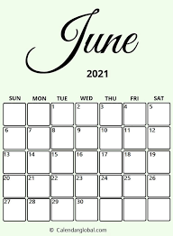 Free printable june calendar 2021 small. Download Cute Blank Printable Holiday Calendar For June 2021