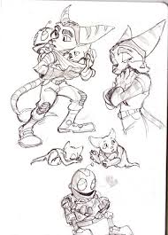 That Baby Lombax Is Cuute I Wonder If The Artist Has A Story Behind This Ack I Ll Write My Own 3 Ratchet Cartoon Drawings Fan Art