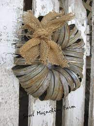 Image area measures 1.62 inches metal ornament Unique Wreath Made With Metal Hoops Homebnc