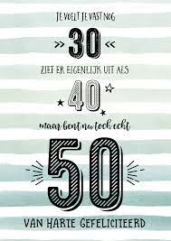 Verjaardagskaart Echt 50 Aquarelstrepen Kaartje2go