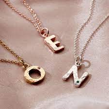Textured Initial Letter Birthstone Necklace Posh Totty Designs
