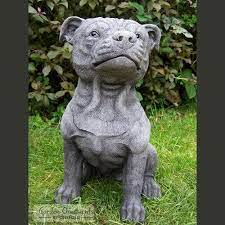 Pin By Zinthya On Grave Items Dog Garden Statues Stone Garden Statues Staffy Dog