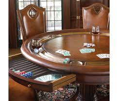 This is the perfect amount to fill out your tables and play a game with friends. Luxury High End Leather Top Card Table For Six With Drawer