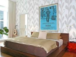 Bedroom colour and wallpaper ideas. Modern Bedroom With Gray Graphic Wallpaper And Platform Small Bedroom Colour 1280x960 Wallpaper Teahub Io