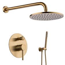 Trustmi 12 Inch Round Bathroom Luxury Rain Mixer Combo Set Wall Mounted Rainfall Shower Head System Brushed Go Shower Faucet Sets Modern Shower Rainfall Shower