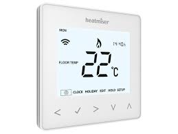 So a programmable room thermostat lets you choose what times you want the heating to be on, and what temperature it should reach while it is on. Heatmiser Wireless Wifi Thermostats Ienergi